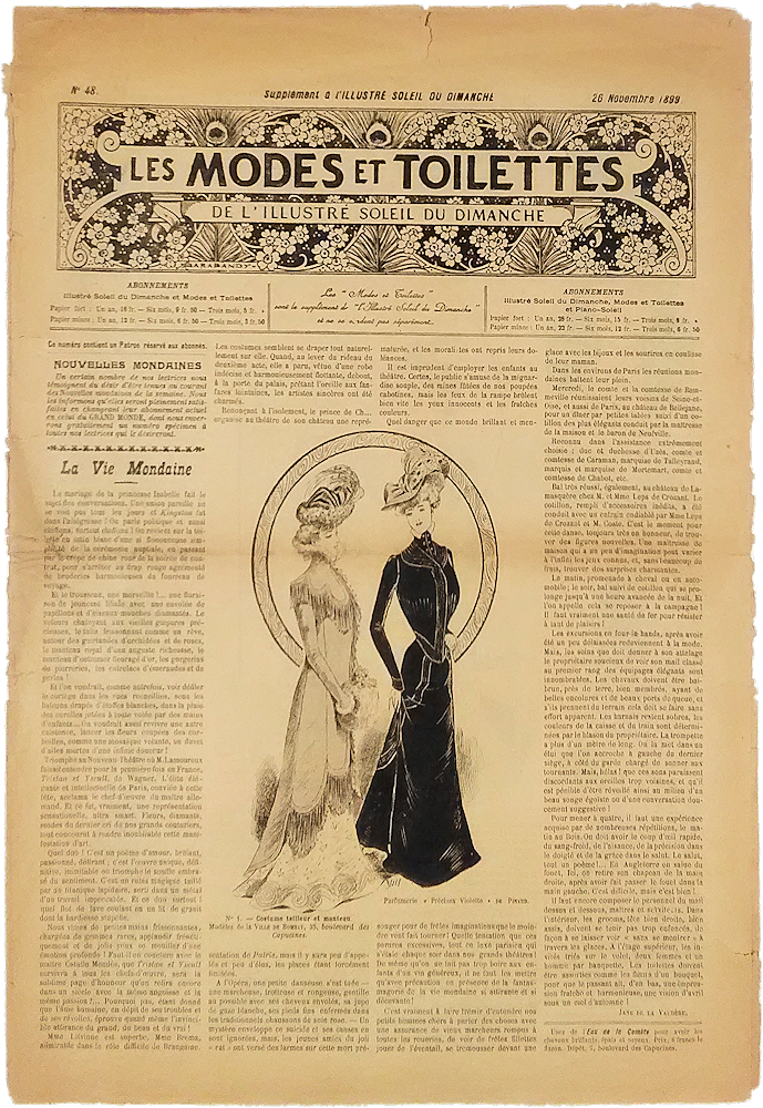 「Les Modes et Toilettes. de L'Illustre Soleil du Dimanche. No.48 26 Novembre 1899」
