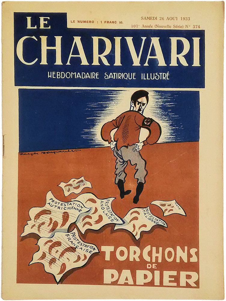 「Le Charivari. Hebdomadaire Satirique Illustre. No.374. 26 Aout 1933. Torchons de Papier」