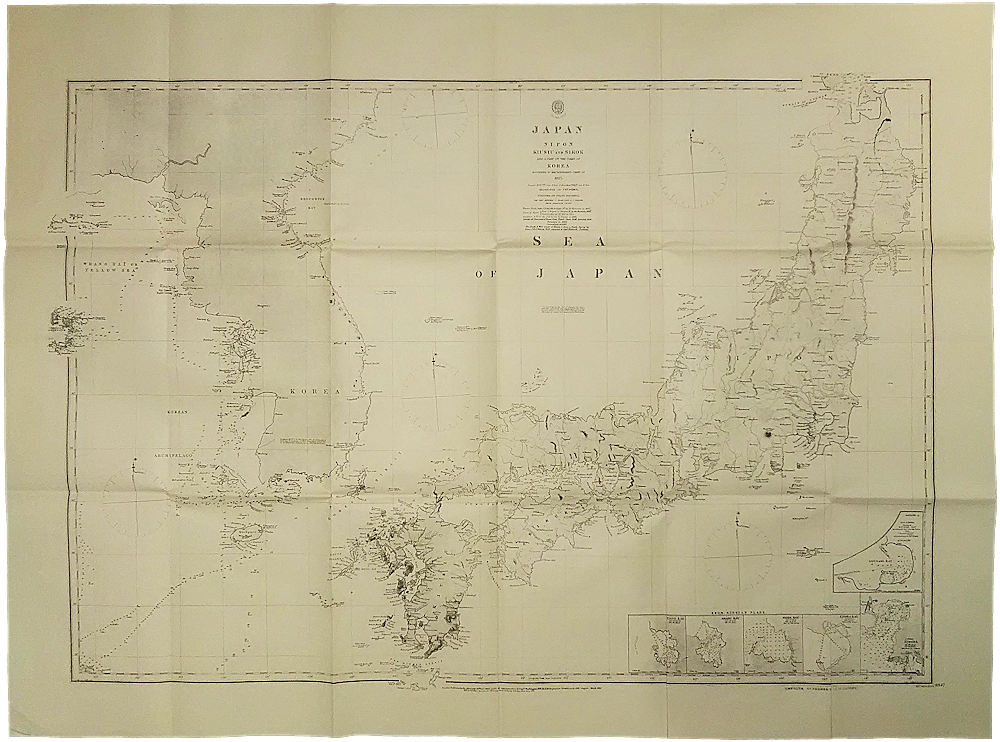 「Japan, Nipon, Kiusiu and Sikok and a part of the coast of Korea according to Krusenstern's chart of 1827」（複製）